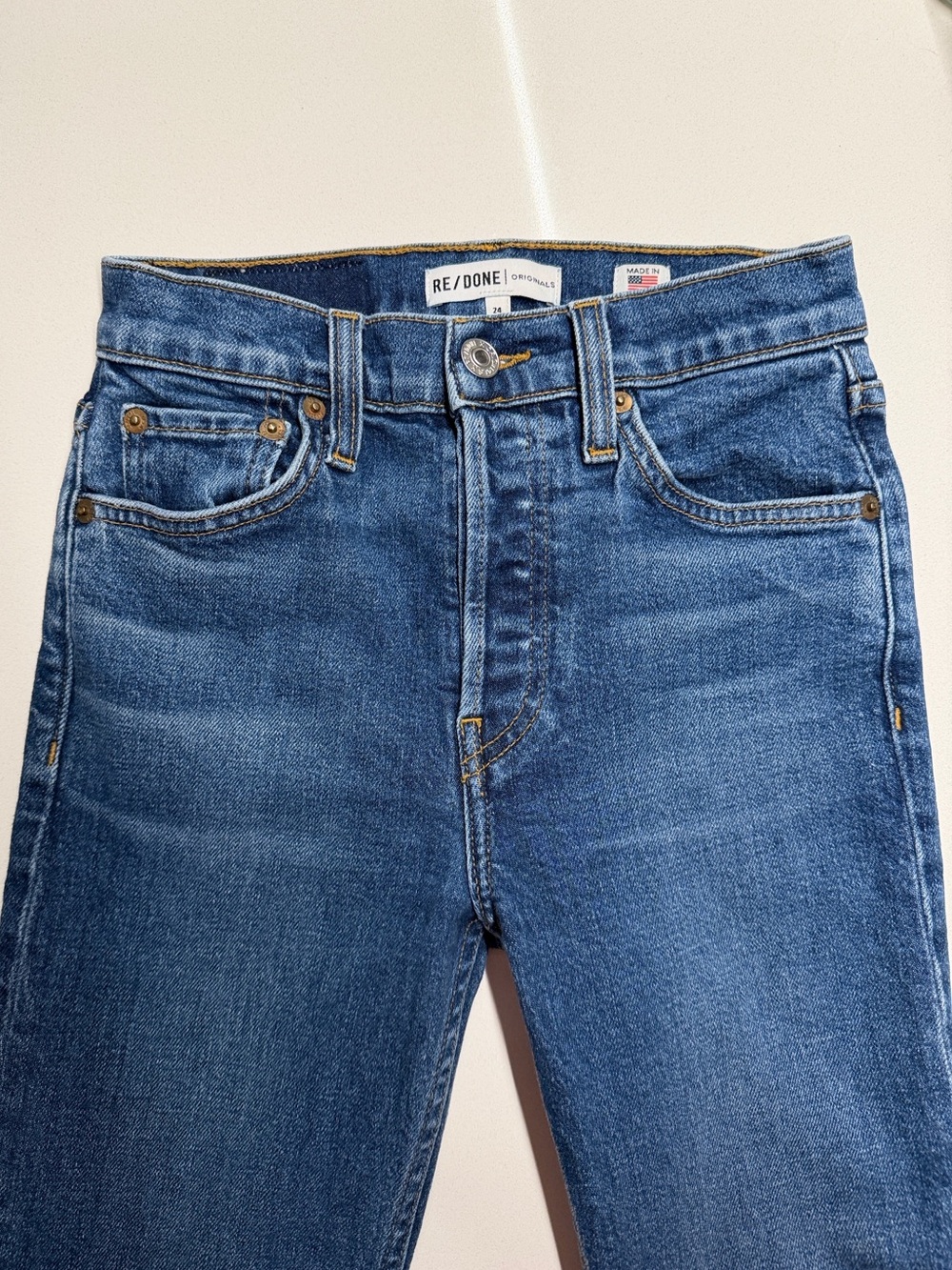 RE/DONE Originals High Rise Ankle Crop Jeans Size 24 Mid 70s Wash Made in USA